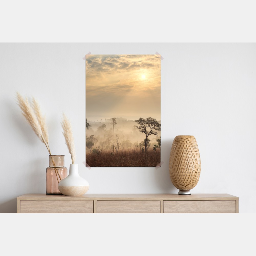 Plakat Tajlandia sawanna o wschodzie słońca – Wallissimo® Plakat Tajlandia sawanna o wschodzie słońca – Wallissimo®