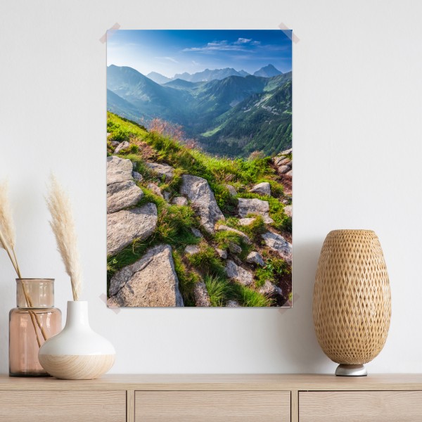 Plakat wschód słońca nad szlakiem w Tatrach – Wallissimo® Plakat wschód słońca nad szlakiem w Tatrach – Wallissimo®