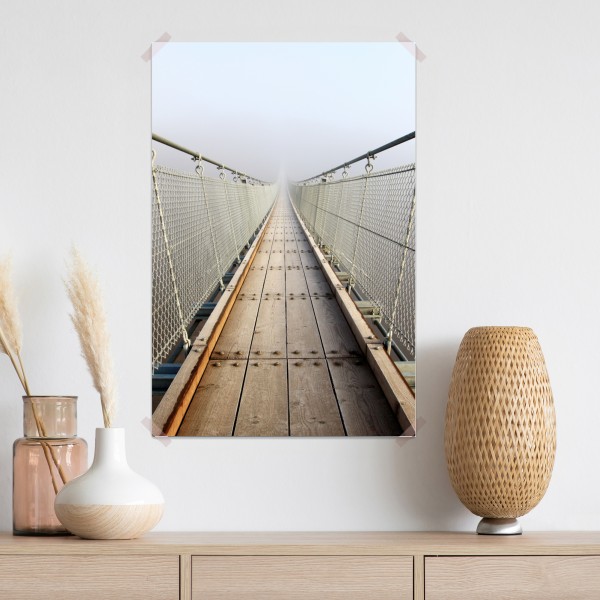 Plakat mglisty most wiszący prowadzący w mgłę – Wallissimo® Plakat mglisty most wiszący prowadzący w mgłę – Wallissimo®