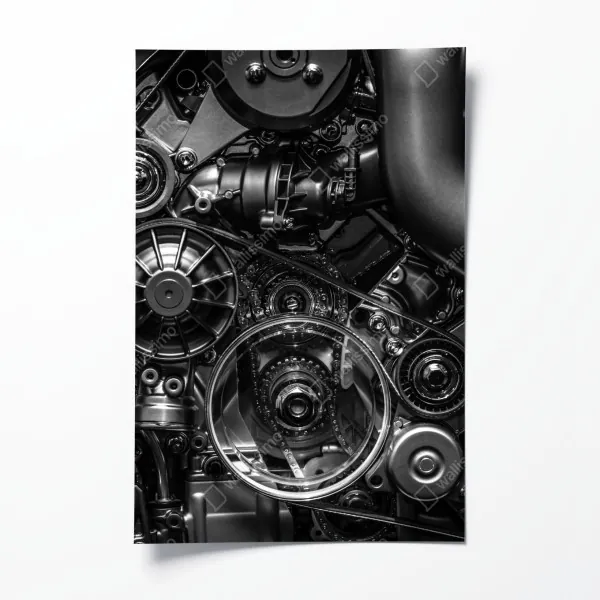 Plakat precyzyjne zbliżenie mechaniki silnika