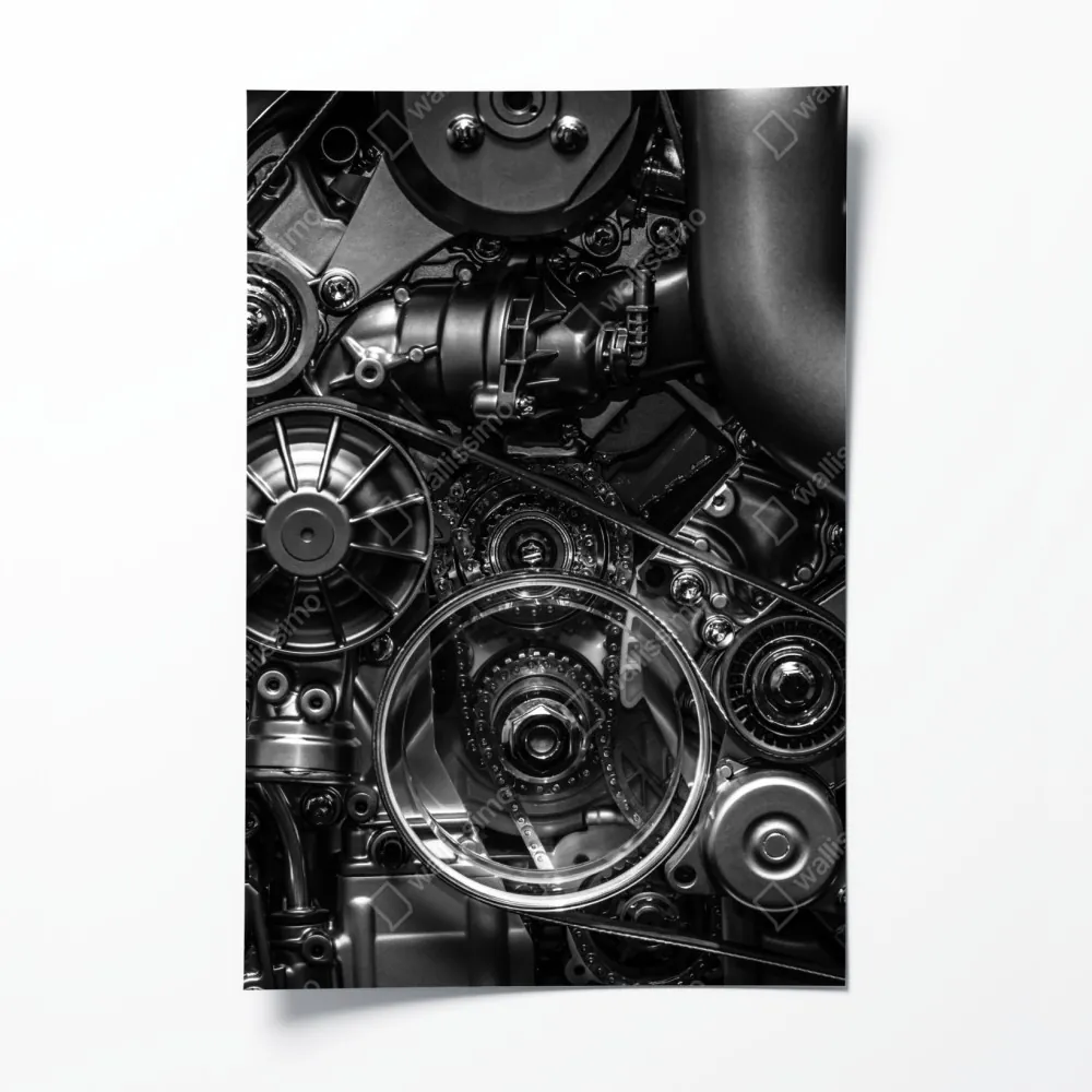 Plakat precyzyjne zbliżenie mechaniki silnika – Wallissimo® Plakat precyzyjne zbliżenie mechaniki silnika – Wallissimo®