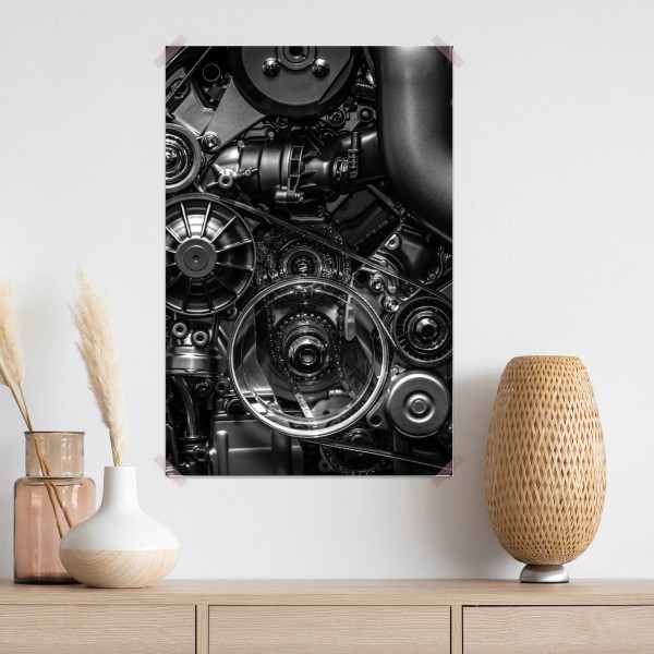 Plakat precyzyjne zbliżenie mechaniki silnika – Wallissimo® Plakat precyzyjne zbliżenie mechaniki silnika – Wallissimo®
