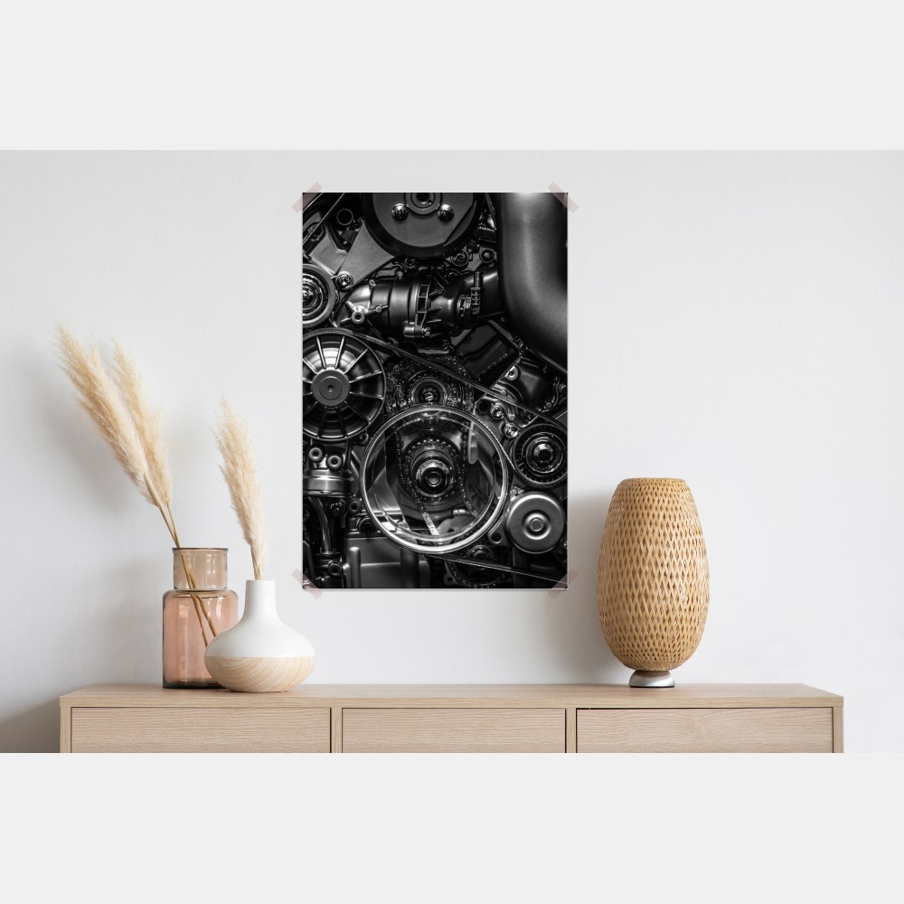 Plakat precyzyjne zbliżenie mechaniki silnika – Wallissimo® Plakat precyzyjne zbliżenie mechaniki silnika – Wallissimo®