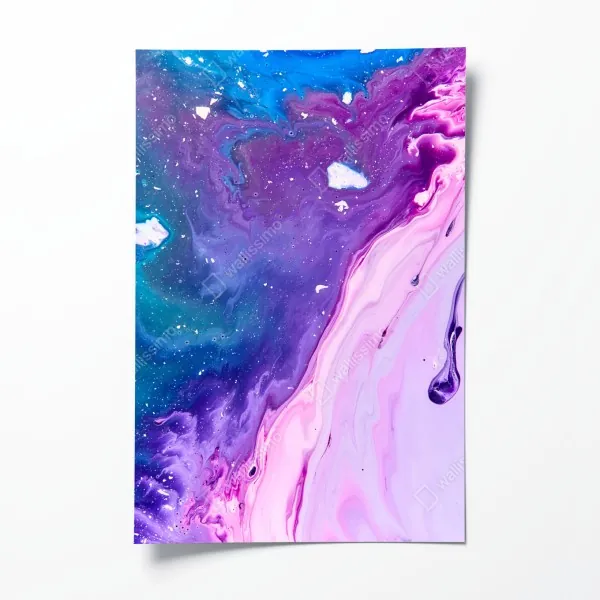 Plakat żywa niebiesko-fioletowa abstrakcja akrylowa