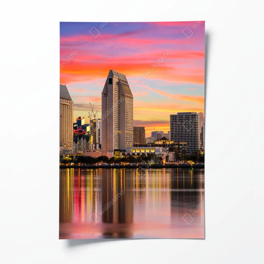 Plakat San Diego panorama miasta o zachodzie słońca – Wallissimo® Plakat San Diego panorama miasta o zachodzie słońca – Wallissimo®