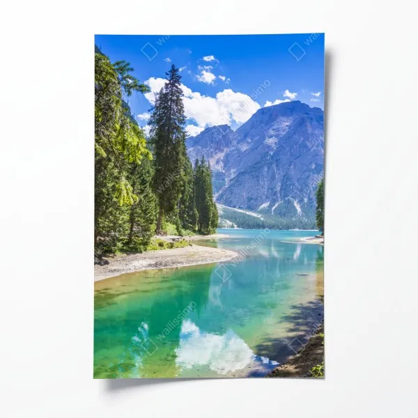 Plakat Pragser Wildsee turkusowe górskie jezioro