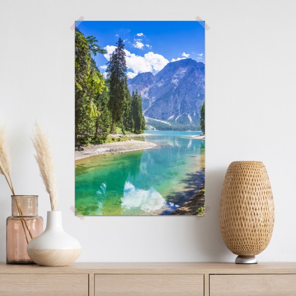 Plakat Pragser Wildsee turkusowe górskie jezioro – Wallissimo® Plakat Pragser Wildsee turkusowe górskie jezioro – Wallissimo®