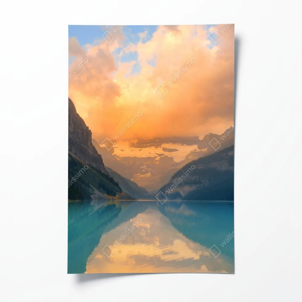 Plakat wschód słońca nad Lake Louise, Banff – Wallissimo® Plakat wschód słońca nad Lake Louise, Banff – Wallissimo®