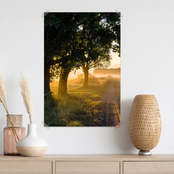 Plakat słoneczna wiejska droga o świcie – Wallissimo® Plakat słoneczna wiejska droga o świcie – Wallissimo®