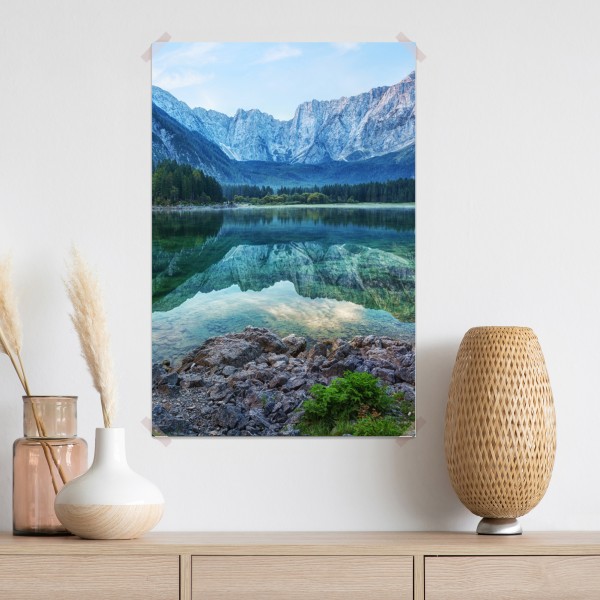 Plakat wczesny poranek nad Jeziorem Fusine, Alpy Julijskie – Wallissimo® Plakat wczesny poranek nad Jeziorem Fusine, Alpy Julijskie – Wallissimo®