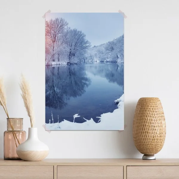 Plakat zimowy krajobraz rzeki o zachodzie słońca – Wallissimo® Plakat zimowy krajobraz rzeki o zachodzie słońca – Wallissimo®