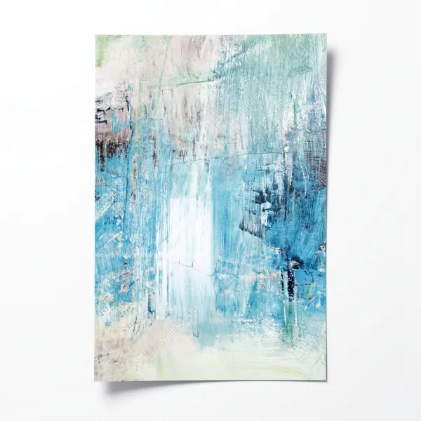 Plakat turkusowa abstrakcyjna faktura olejna