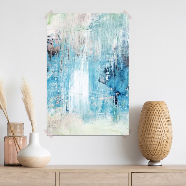 Plakat turkusowa abstrakcyjna faktura olejna – Wallissimo® Plakat turkusowa abstrakcyjna faktura olejna – Wallissimo®