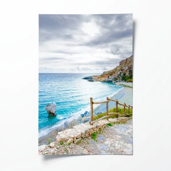 Plakat koralowy wzór tropikalnych liści – Wallissimo®