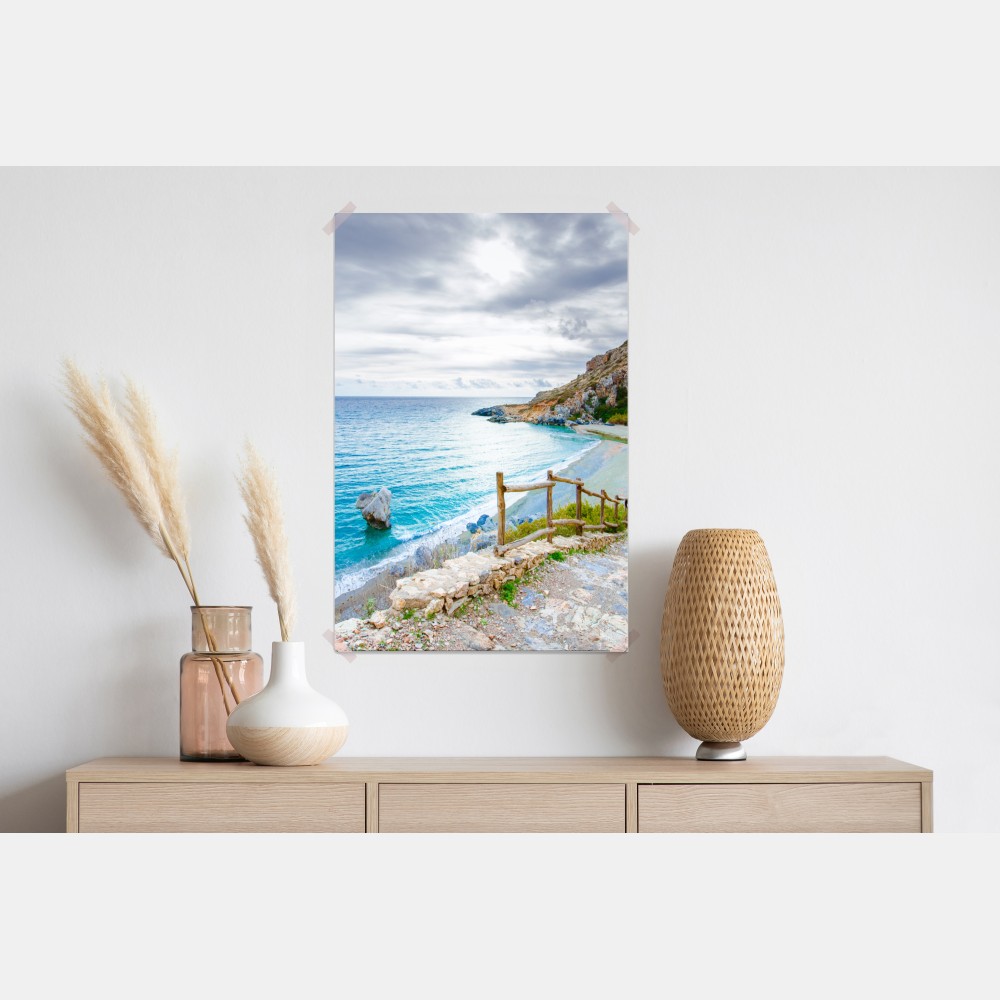 Plakat spokojna turkusowa zatoczka z nadmorską ścieżką – Wallissimo® Plakat spokojna turkusowa zatoczka z nadmorską ścieżką – Wallissimo®