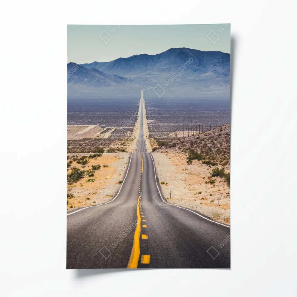 Plakat niekończąca się droga przez pustynię do gór – Wallissimo® Plakat niekończąca się droga przez pustynię do gór – Wallissimo®