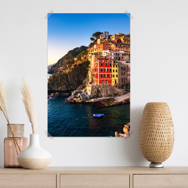Plakat zachód słońca nad Riomaggiore, Cinque Terre – Wallissimo® Plakat zachód słońca nad Riomaggiore, Cinque Terre – Wallissimo®