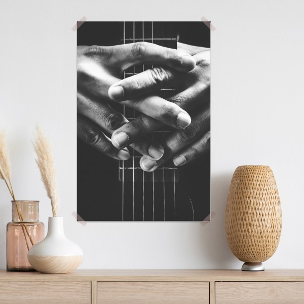 Plakat splątane ręce na strunach gitary – Wallissimo® Plakat splątane ręce na strunach gitary – Wallissimo®