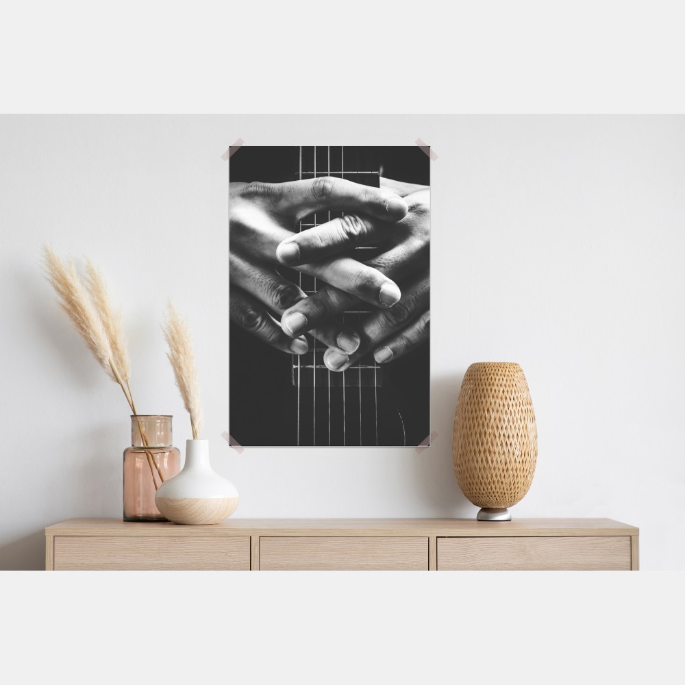 Plakat splątane ręce na strunach gitary – Wallissimo® Plakat splątane ręce na strunach gitary – Wallissimo®