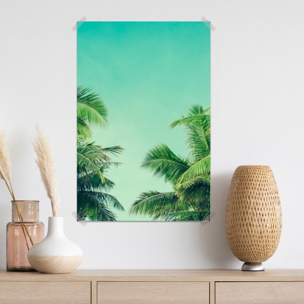 Plakat tropikalny baldachim palm pod turkusowym niebem – Wallissimo® Plakat tropikalny baldachim palm pod turkusowym niebem – Wallissimo®