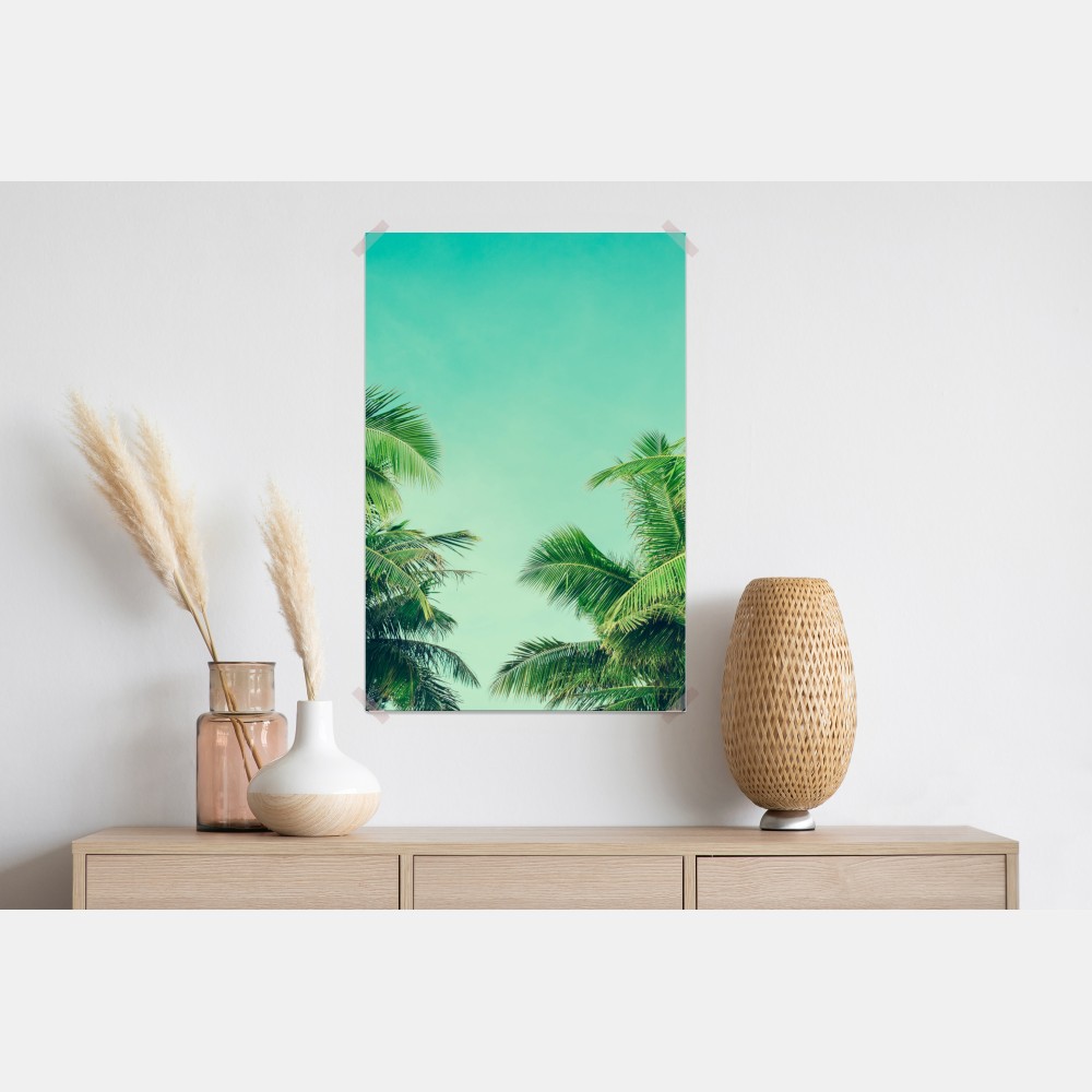 Plakat tropikalny baldachim palm pod turkusowym niebem – Wallissimo® Plakat tropikalny baldachim palm pod turkusowym niebem – Wallissimo®