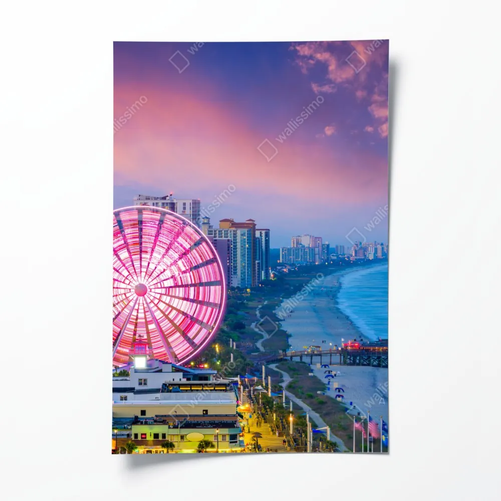 Plakat Myrtle Beach zachód słońca z diabelskim młynem – Wallissimo® Plakat Myrtle Beach zachód słońca z diabelskim młynem – Wallissimo®