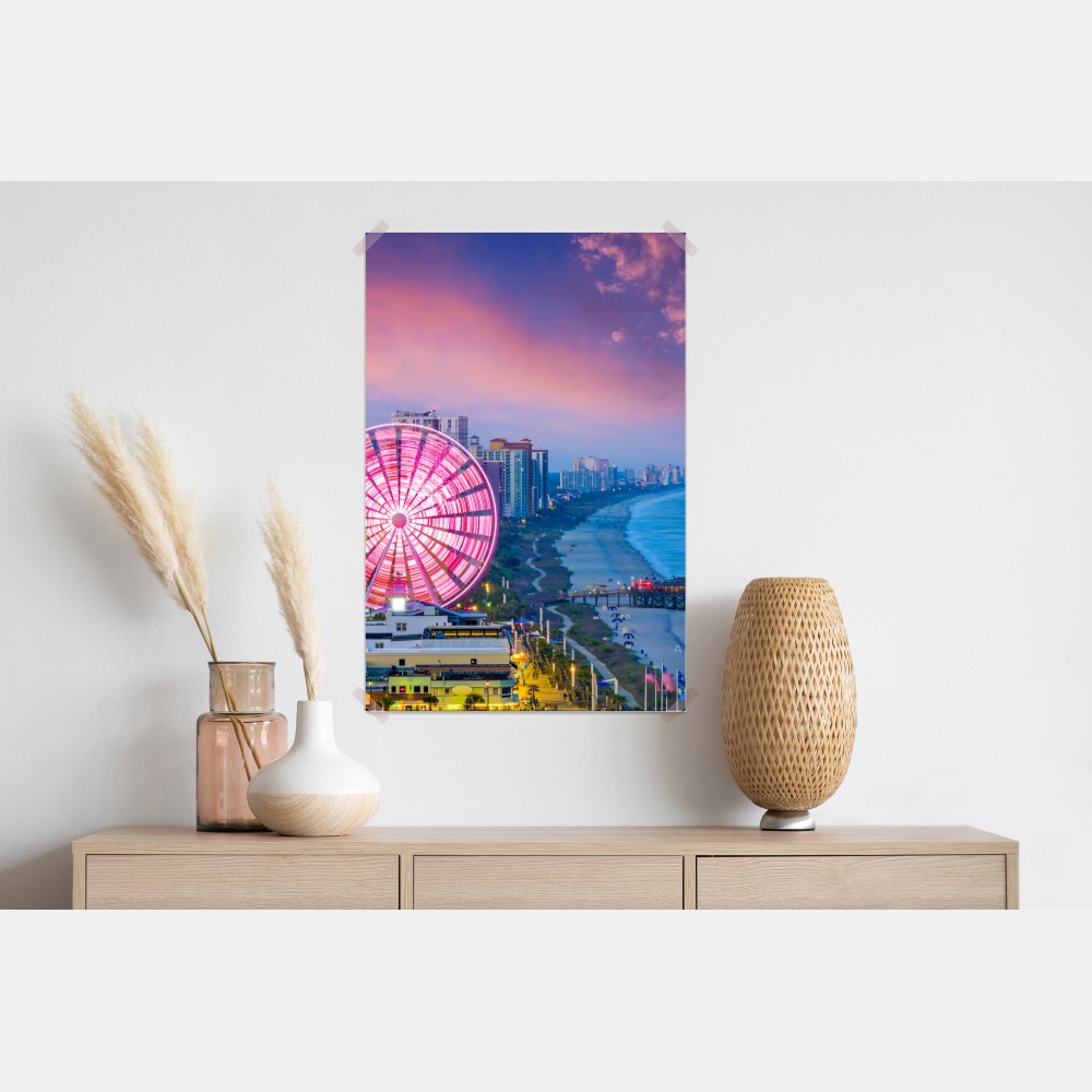 Plakat Myrtle Beach zachód słońca z diabelskim młynem – Wallissimo® Plakat Myrtle Beach zachód słońca z diabelskim młynem – Wallissimo®