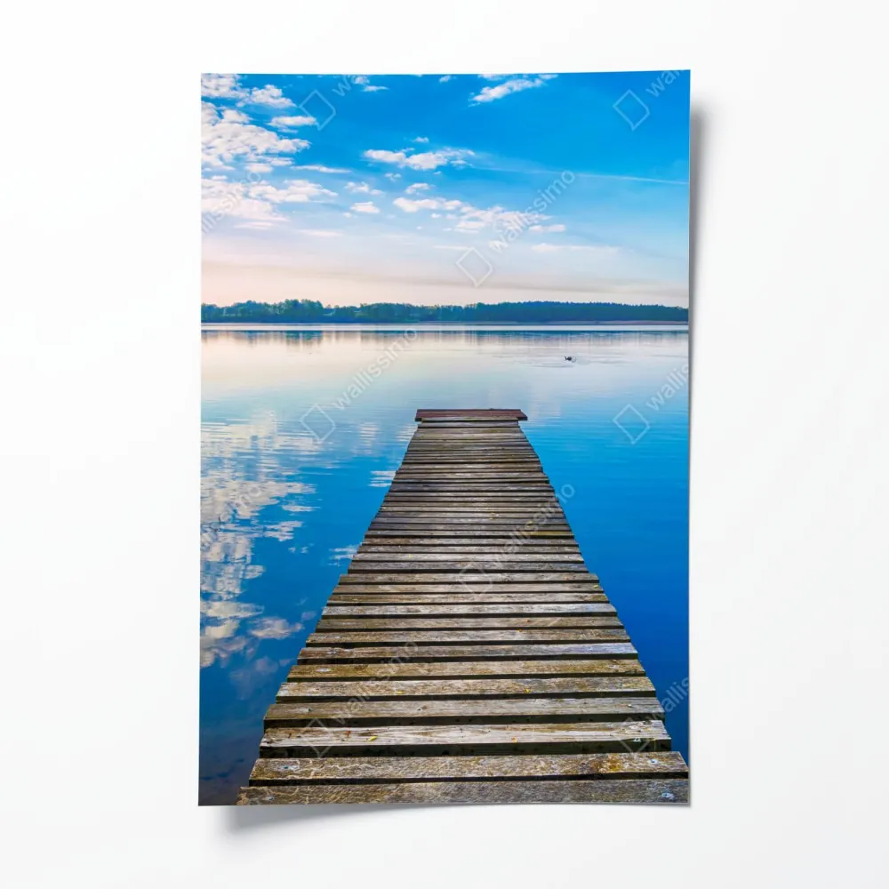 Plakat spokojny pomost nad jeziorem Selment Wielki, Mazury – Wallissimo® Plakat spokojny pomost nad jeziorem Selment Wielki, Mazury – Wallissimo®