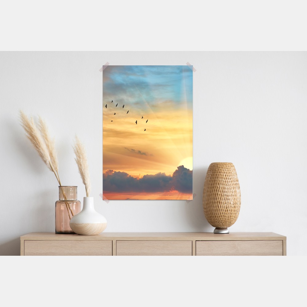 Plakat złoty wschód słońca nad chmurami – Wallissimo® Plakat złoty wschód słońca nad chmurami – Wallissimo®