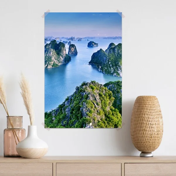 Plakat zatoka Ha Long panorama wapiennych wysp – Wallissimo® Plakat zatoka Ha Long panorama wapiennych wysp – Wallissimo®