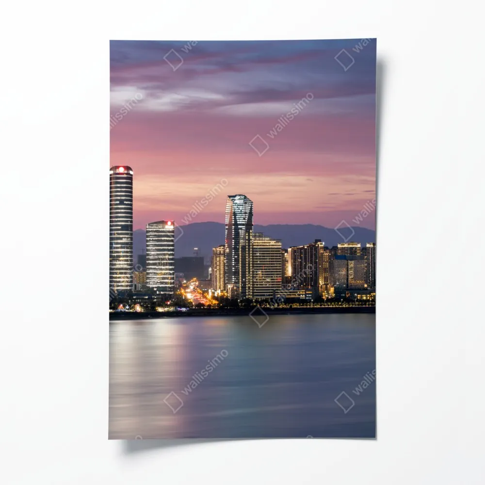 Plakat spokojna panorama miasta o zmierzchu – Wallissimo® Plakat spokojna panorama miasta o zmierzchu – Wallissimo®