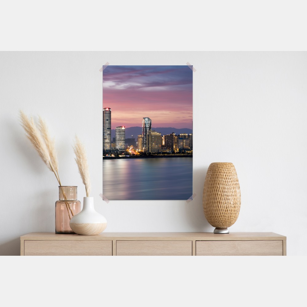 Plakat spokojna panorama miasta o zmierzchu – Wallissimo® Plakat spokojna panorama miasta o zmierzchu – Wallissimo®