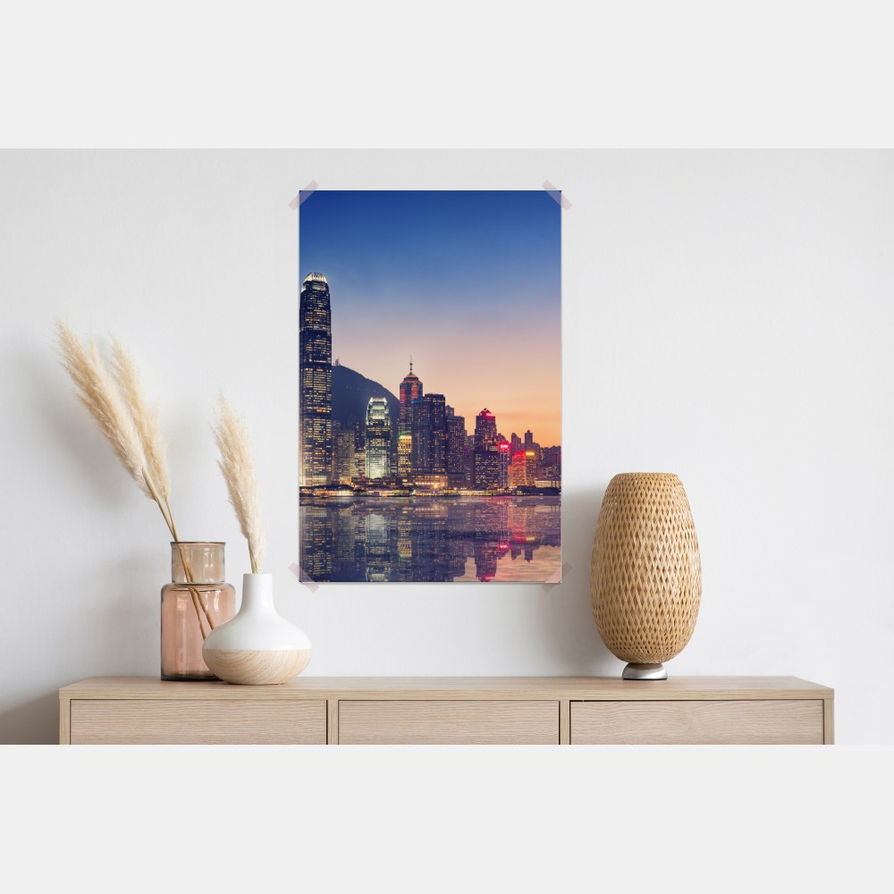Plakat Hongkong panorama miasta o zmierzchu – Wallissimo® Plakat Hongkong panorama miasta o zmierzchu – Wallissimo®