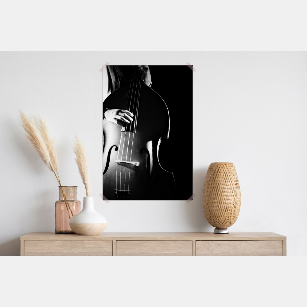 Plakat kontrabasista w dramatycznym świetle – Wallissimo® Plakat kontrabasista w dramatycznym świetle – Wallissimo®