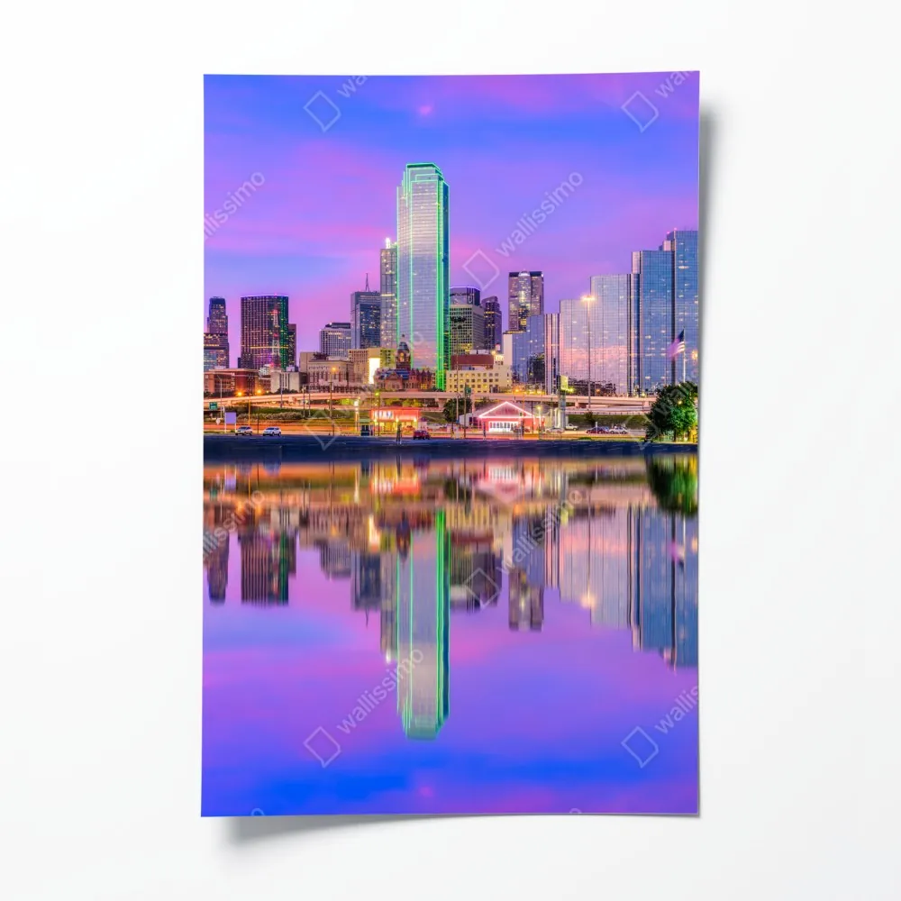 Plakat Dallas panorama miasta o fioletowym zmierzchu – Wallissimo® Plakat Dallas panorama miasta o fioletowym zmierzchu – Wallissimo®