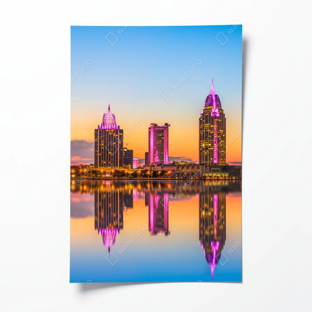 Plakat panorama Mobile o zachodzie słońca – Wallissimo® Plakat panorama Mobile o zachodzie słońca – Wallissimo®