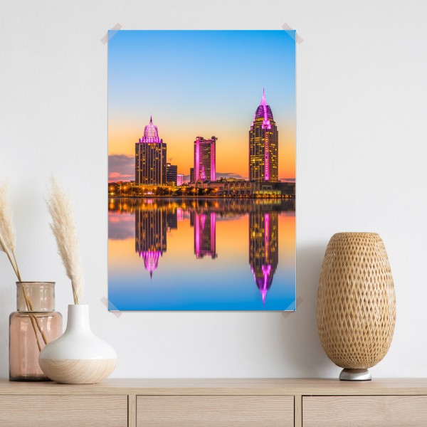 Plakat panorama Mobile o zachodzie słońca – Wallissimo® Plakat panorama Mobile o zachodzie słońca – Wallissimo®