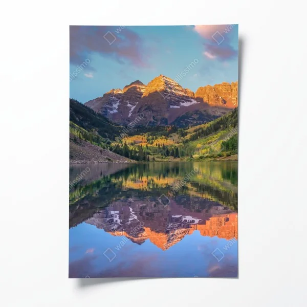 Plakat wschód słońca nad Maroon Bells