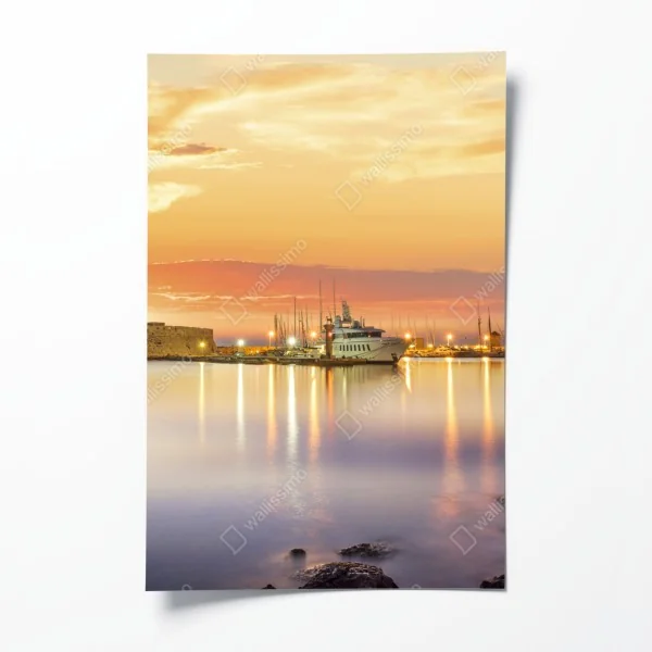 Plakat pastelowy zachód słońca nad pustynnymi górami – Wallissimo®