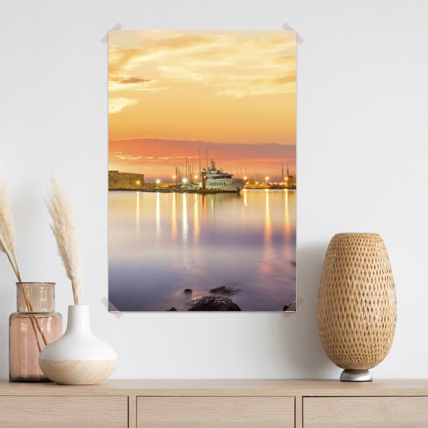 Plakat twierdza Agios Nikolaos w porcie Mandraki, Rodos – Wallissimo® Plakat twierdza Agios Nikolaos w porcie Mandraki, Rodos – Wallissimo®