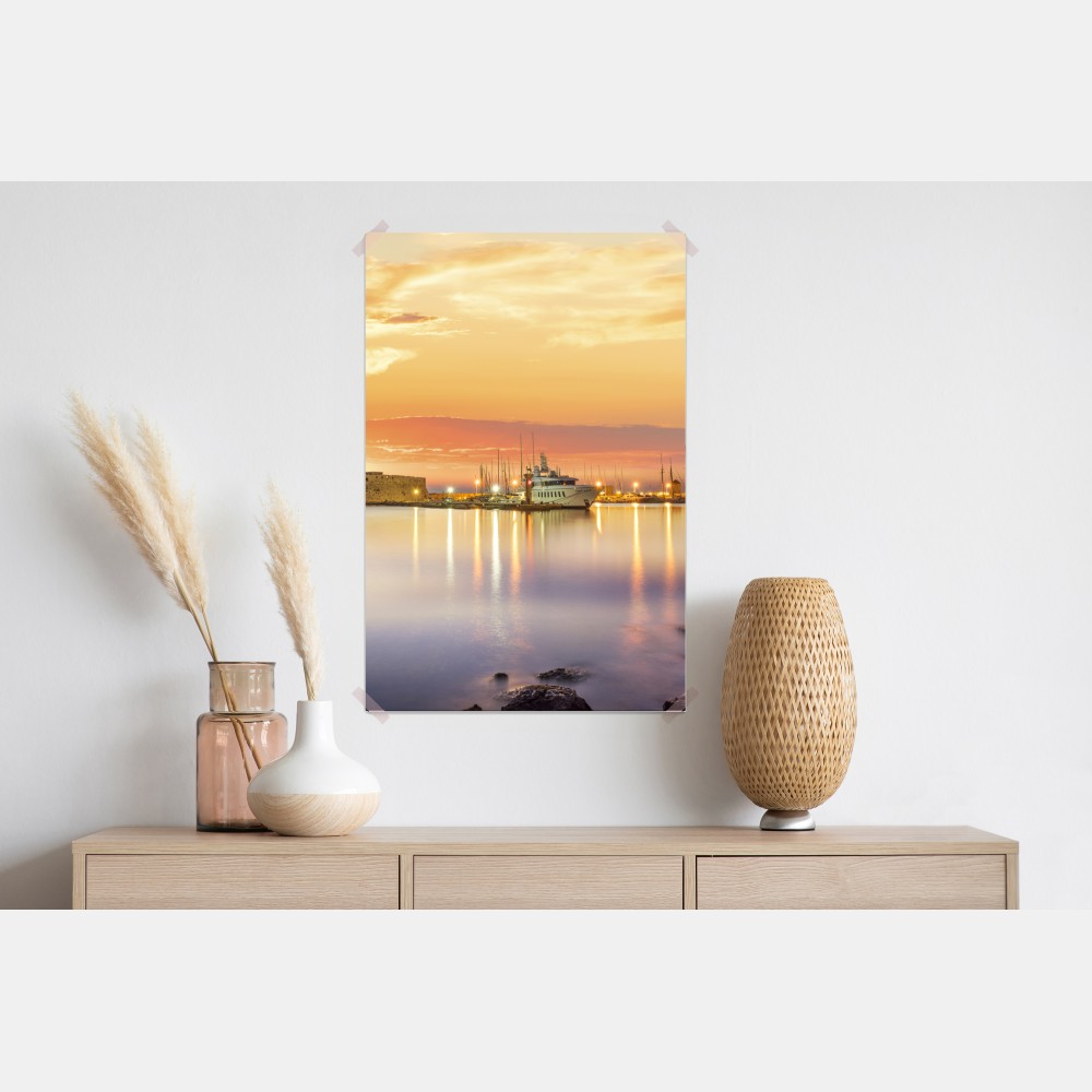 Plakat twierdza Agios Nikolaos w porcie Mandraki, Rodos – Wallissimo® Plakat twierdza Agios Nikolaos w porcie Mandraki, Rodos – Wallissimo®