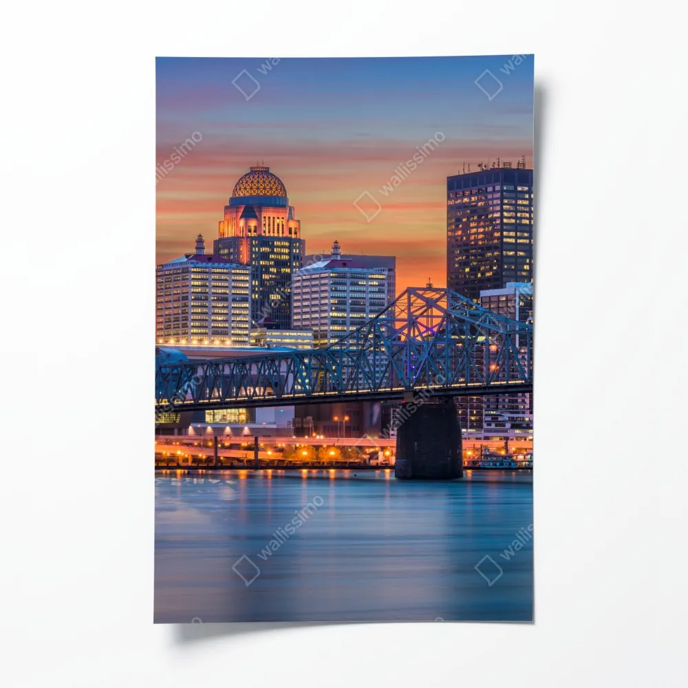 Plakat Louisville panorama o zachodzie słońca – Wallissimo® Plakat Louisville panorama o zachodzie słońca – Wallissimo®
