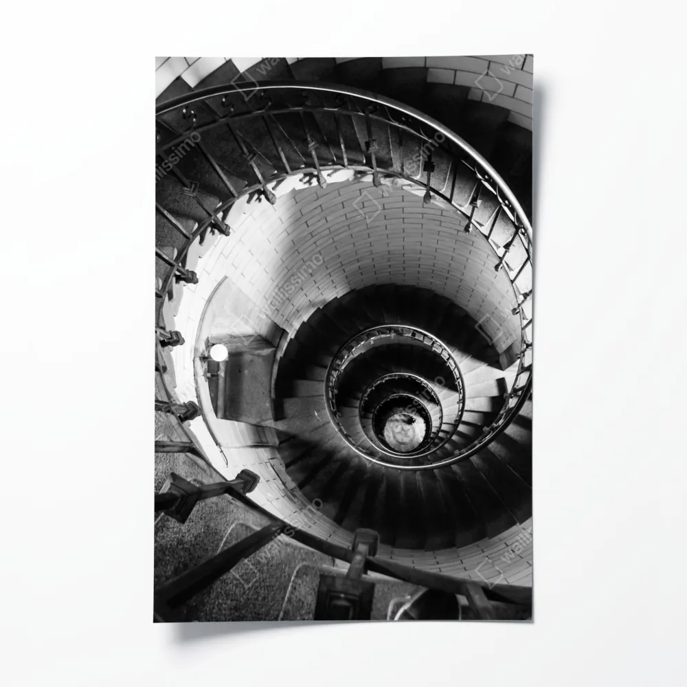Plakat spiralne schody w monochromatycznej perspektywie – Wallissimo® Plakat spiralne schody w monochromatycznej perspektywie – Wallissimo®
