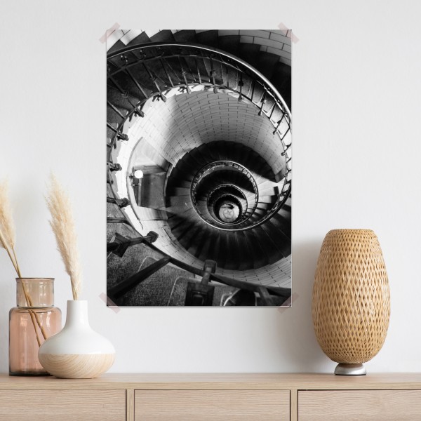 Plakat spiralne schody w monochromatycznej perspektywie – Wallissimo® Plakat spiralne schody w monochromatycznej perspektywie – Wallissimo®