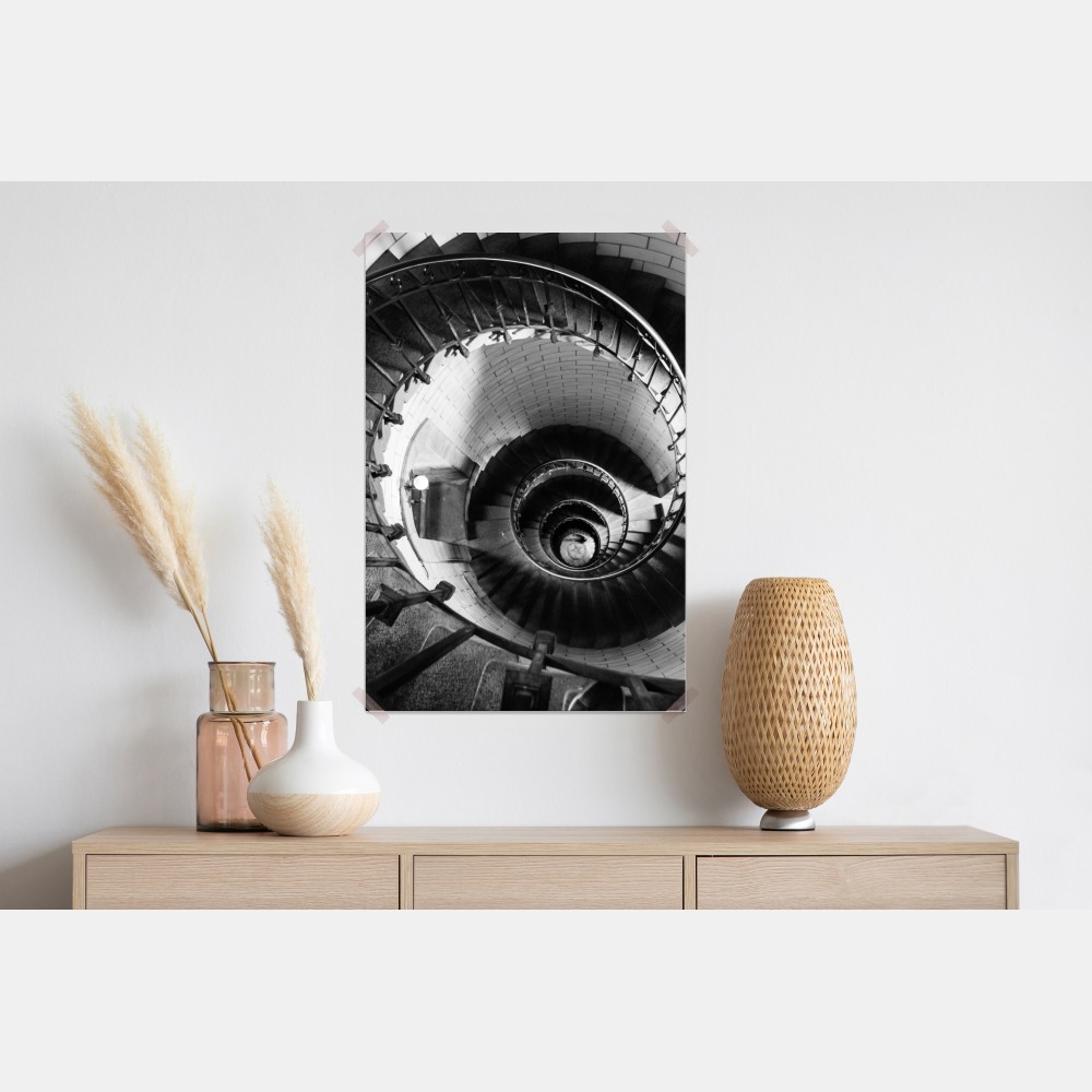 Plakat spiralne schody w monochromatycznej perspektywie – Wallissimo® Plakat spiralne schody w monochromatycznej perspektywie – Wallissimo®