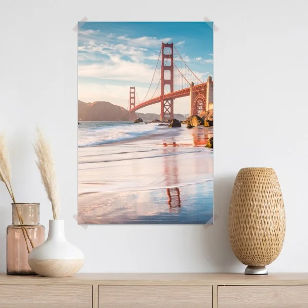 Plakat San Francisco Golden Gate o zachodzie słońca – Wallissimo® Plakat San Francisco Golden Gate o zachodzie słońca – Wallissimo®