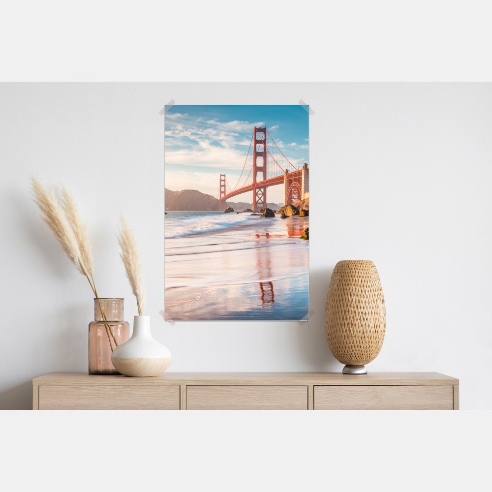 Plakat San Francisco Golden Gate o zachodzie słońca – Wallissimo® Plakat San Francisco Golden Gate o zachodzie słońca – Wallissimo®