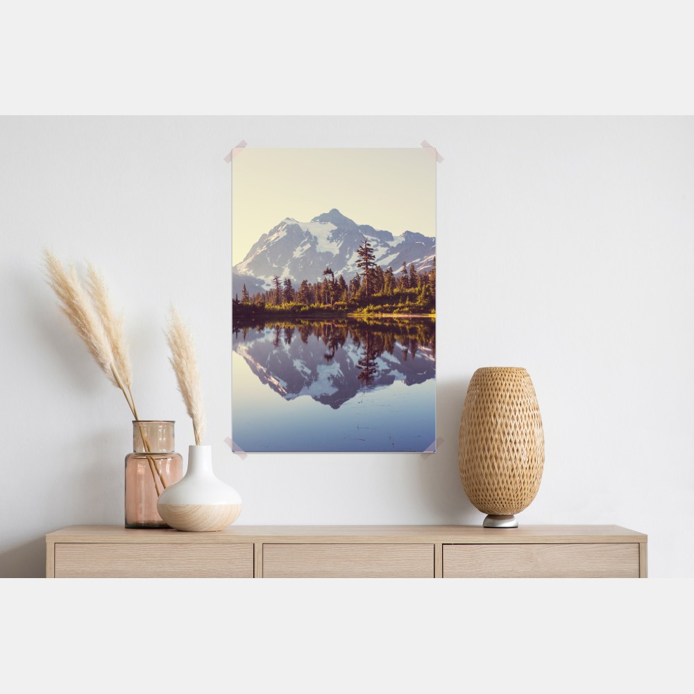 Plakat odbicie Mount Shuksan na górskim jeziorze – Wallissimo® Plakat odbicie Mount Shuksan na górskim jeziorze – Wallissimo®