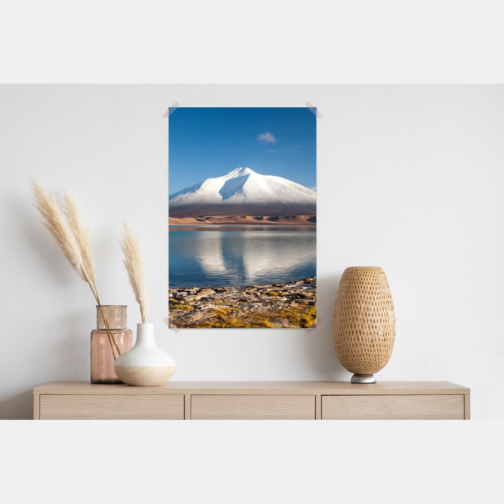 Plakat Laguna Verde odbicie w Atacama – Wallissimo® Plakat Laguna Verde odbicie w Atacama – Wallissimo®