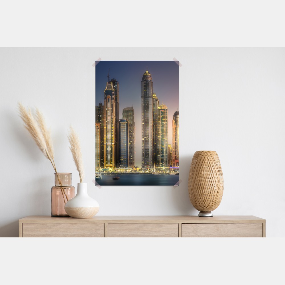 Plakat złota panorama miasta o zmierzchu – Wallissimo® Plakat złota panorama miasta o zmierzchu – Wallissimo®